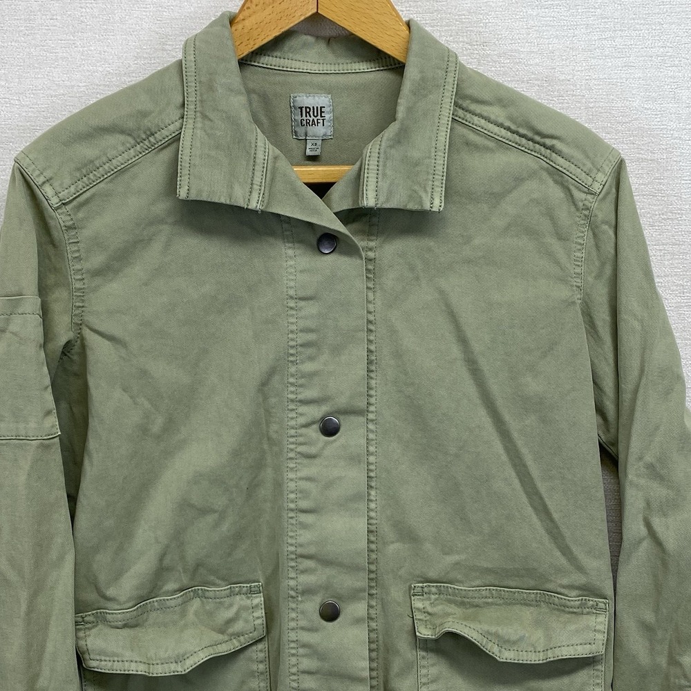 True Craft Green Denim  Jean Jacket Womens Size XS‎ Stretch